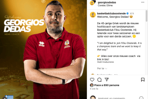 George Dedas named new head coach of Oostende
