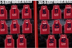Ecco i numeri di maglia dell’Olimpia: si rivede il 6 con tutta la sua storia