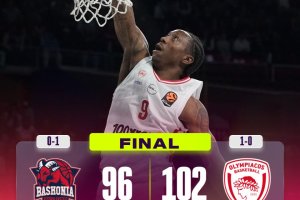 Euroleague Round 1: Olympiacos corsaro alla Buesa Arena con il duo Vezenkov-Milutinov