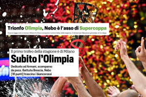 L’Olimpia Milano vince la Supercoppa, i titoli dei quotidiani oggi in edicola