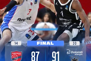 Trento si impone in rimonta sul campo del Panionios, decisivo il gran finale di Jones