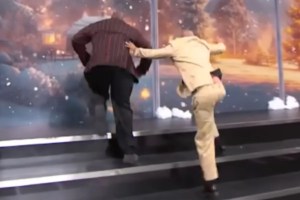 Shaq goes wild on Christmas: dives into ESPN studio screen and breaks it