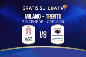EA7 Emporio Armani Milano – Dolomiti Energia Trentino disponibile gratuitamente su LBATV
