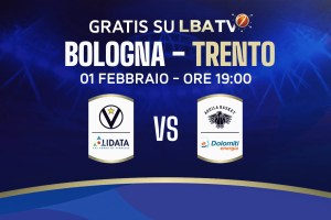 Virtus Bologna-Aquila Trento gratis su LBATV (previa registrazione)
