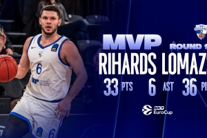 EuroCup Round 13 MVP: Rihards Lomazs shines with 33 points and 36 PIR for Neptunas