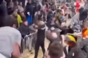 Crvena Zvezda fans throw objects at referees after Valencia win in Belgrade