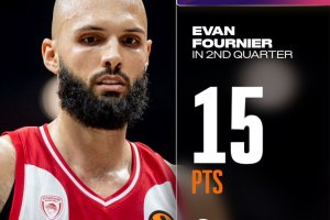 Evan Fournier on fire nel secondo quarto di Olympiacos-Fenerbahce