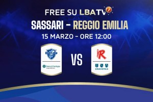 Sassari-Reggio Emilia in chiaro su LBA TV: domenica 15 marzo alle 12.00