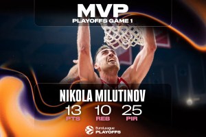 Olympiacos: Nikola Milutinov è l’MVP delle Gare 1 di EuroLeague Playoff 2026