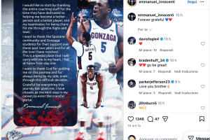 Emmanuel Innocenti lascia Gonzaga ed entra nel transfer portal