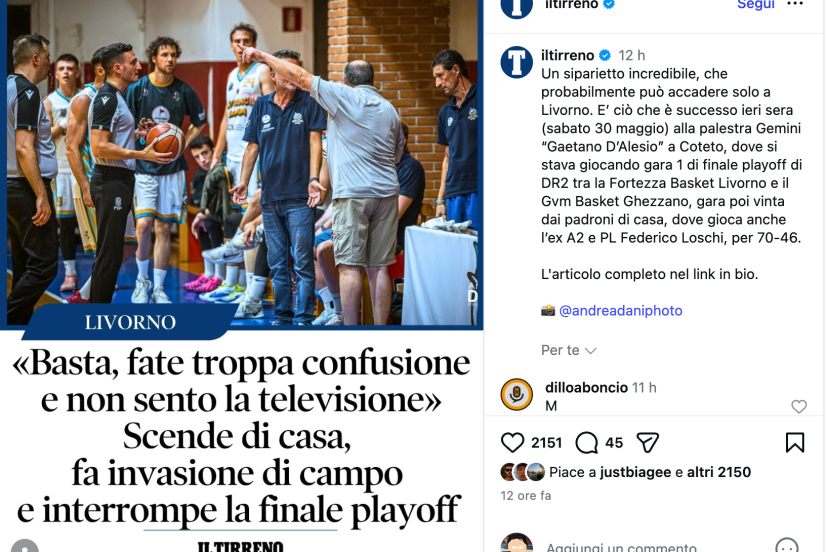 Livorno invasione di campo basket