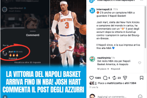 Josh Hart applaude Napoli Basket: un “🔥” dopo la vittoria in EuroCup