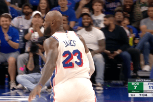 LeBron James fires up Philadelphia crowd in Sixers home debut