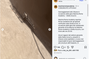 Maxima Roma Academy denuncia danni alle tribune dopo la gara con Stella Azzurra